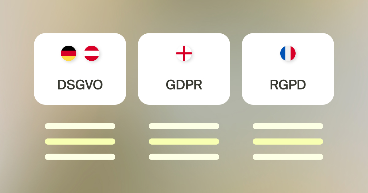 Overview of European data protection laws DSGVO, GDPR, RGPD.