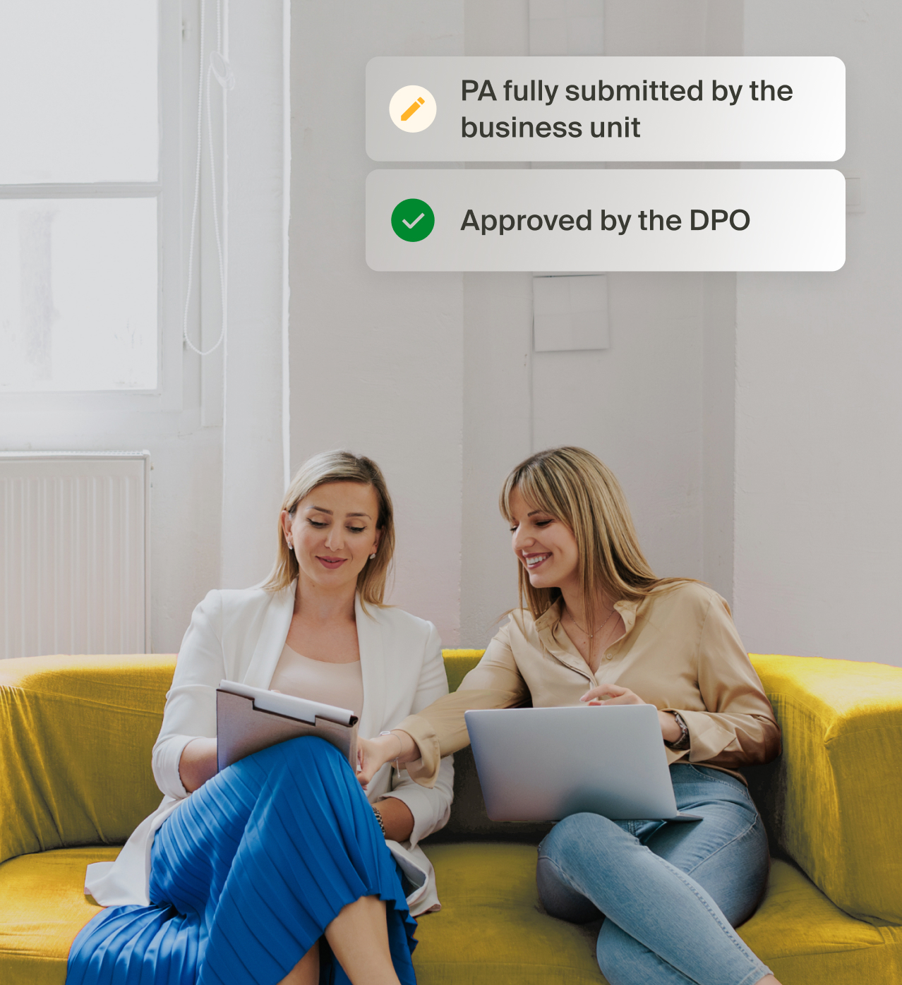 Two people track a processing activity submitted and approved by the DPO