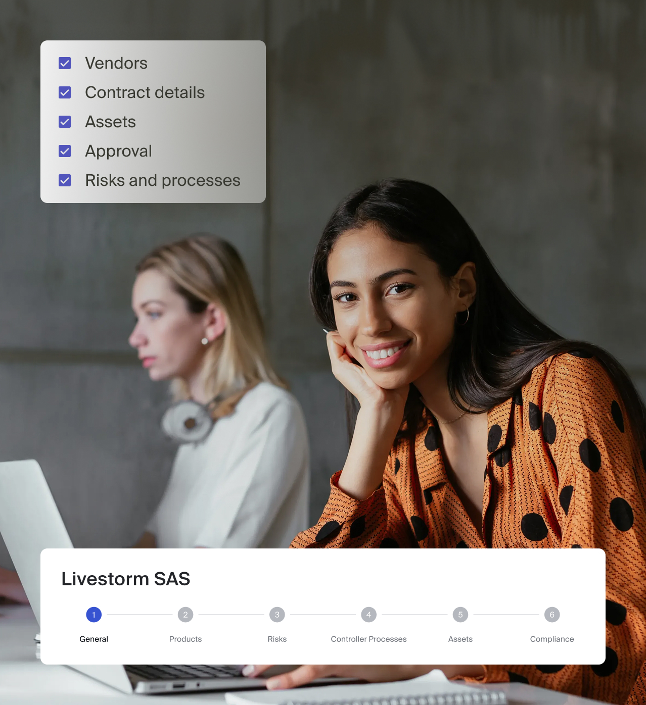 Person works through a vendor assessment covering contracts, assets and risks