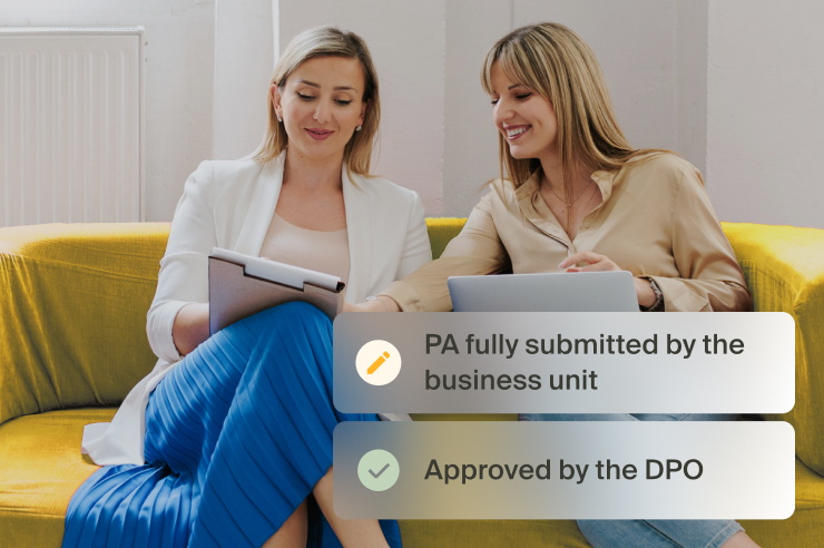 Two people track a processing activity submitted and approved by the DPO
