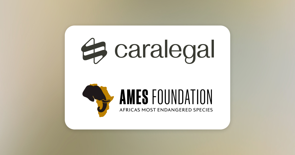Logo der AMES Foundation und caralegal zur Unterst&uuml;tzung bedrohter Tierarten in Afrika.