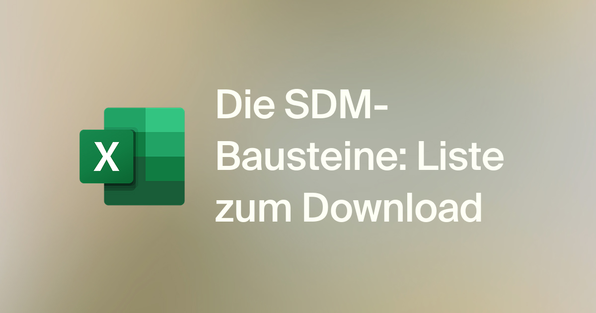 Downloadliste f&uuml;r die SDM-Bausteine zur Nutzung in Excel.